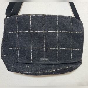 VINTAGE KATE SPADE BLACK WOOL CROSSBODY MESSENGER BAG